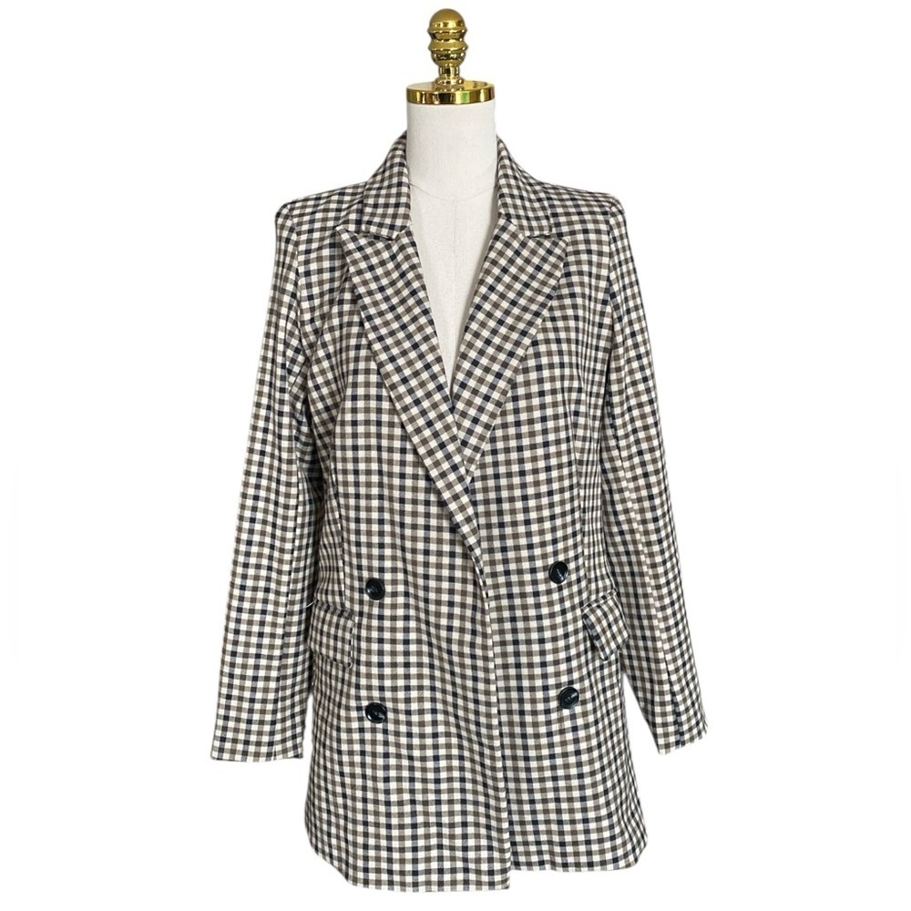 Rachel Zoe Women’s Houndstooth Double Breasted Office Academia Blazer Sz Small